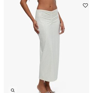 Weworewhat Cryatal Midi Skirt | Ecru